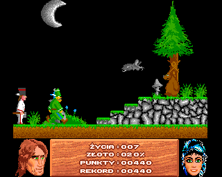 Janosik (Amiga) screenshot: Bandit and the giant bat