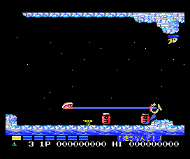 Parodius (MSX) screenshot: Beginning of first level