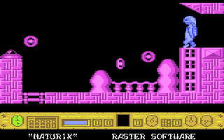 Naturix (Atari 8-bit) screenshot: Outside the cavern