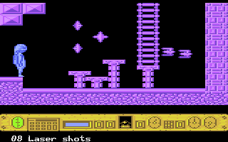 Naturix (Atari 8-bit) screenshot: Well guarded platforms