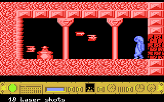 Naturix (Atari 8-bit) screenshot: Guarded laser shots