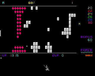 Poing 7 (Amiga) screenshot: Some notes have been destroyed, releasing bonus crystals