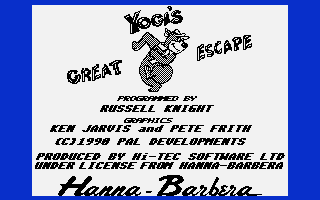 Yogi's Great Escape (Atari 8-bit) screenshot: Title screen