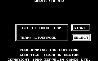 World Soccer (Atari 8-bit) screenshot: Title screen