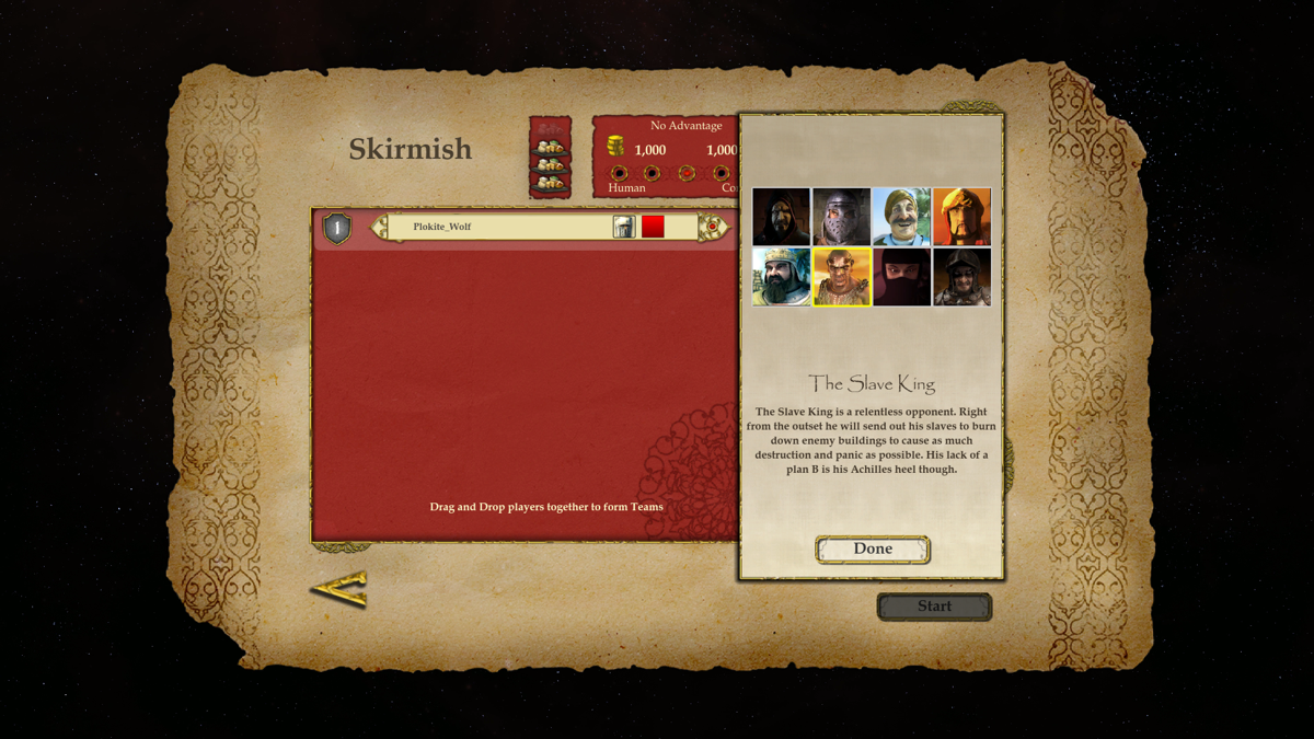 Stronghold Crusader II (Windows) screenshot: Available AI lords in the base game