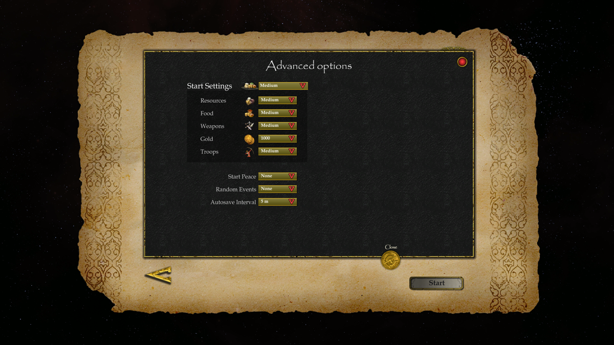 Stronghold Crusader II (Windows) screenshot: Advanced skirmish options