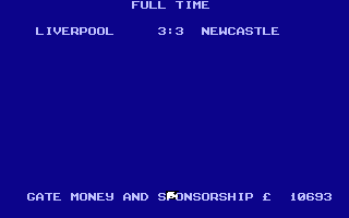 World Soccer (Atari 8-bit) screenshot: Final score