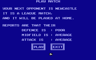 World Soccer (Atari 8-bit) screenshot: Match preview