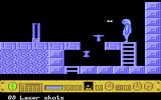 Naturix (Atari 8-bit) screenshot: Shooting the laser