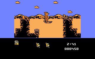 Yogi's Great Escape (Atari 8-bit) screenshot: On the moving platform