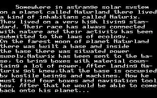 Naturix (Atari 8-bit) screenshot: Game story