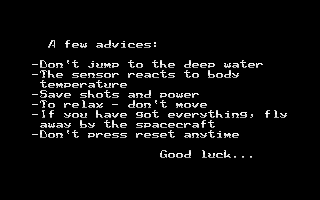 Naturix (Atari 8-bit) screenshot: Game hints