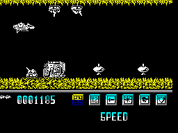 Transmuter (ZX Spectrum) screenshot: Blast the aliens