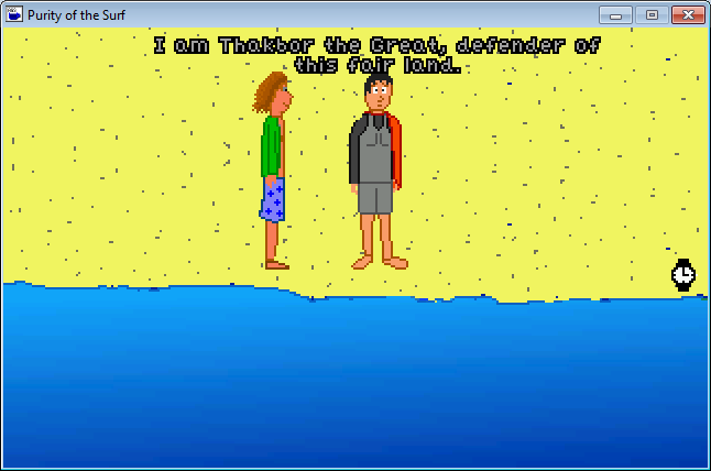 The Purity of the Surf (Windows) screenshot: Meeting Thakbor on the beach