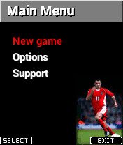 Ryan Giggs International (J2ME) screenshot: Main menu