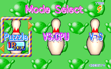Puzzle De Bowling (Arcade) screenshot: 3 game modes to choose from