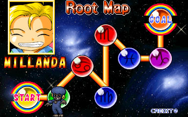 Puzzle De Bowling (Arcade) screenshot: Vs CPU mode root map