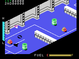 Zaxxon (MSX) screenshot: Flying high (European version)