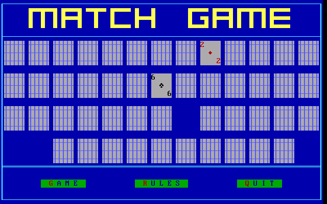 ShowText (included games) (DOS) screenshot: Match: matching them cards