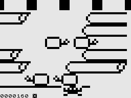 Frogger (ZX81) screenshot: Reached the river.