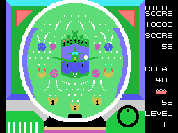 Pachinko-U.F.O. (MSX) screenshot: A ball rolls into the plane