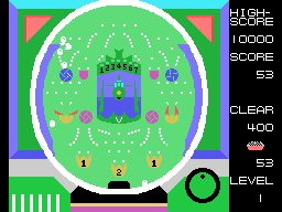 Pachinko-U.F.O. (MSX) screenshot: One of the baskets opens