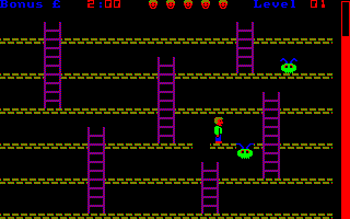 Roland Goes Digging (Amstrad CPC) screenshot: An alien falls into the hole