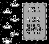 Bust-A-Move 3 DX (Game Boy) screenshot: Challenge mode instructions.