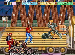 Vendetta (Arcade) screenshot: Goon with a giant chainsaw