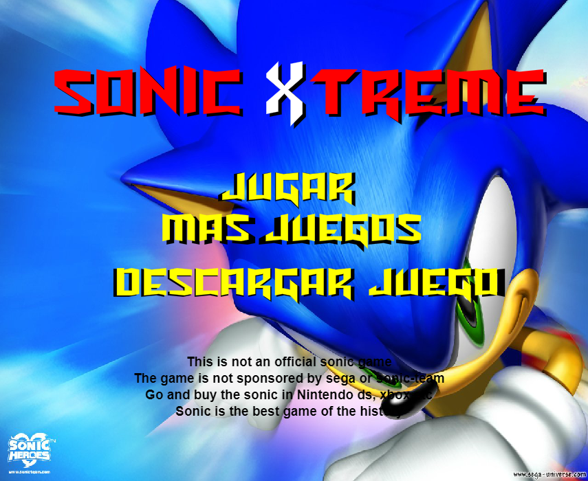 Sonic Xtreme (Browser) screenshot: Main menu