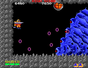 Alien Sector (Arcade) screenshot: First boss - Blue Worm