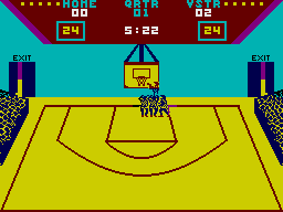 GBA Championship Basketball: Two-on-Two (ZX Spectrum) screenshot: Attempting to dunk the ball