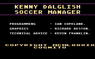 Kenny Dalglish Soccer Manager (Atari 8-bit) screenshot: Title screen