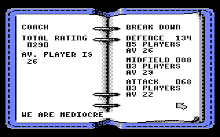 Kenny Dalglish Soccer Manager (Atari 8-bit) screenshot: Coach