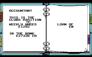 Kenny Dalglish Soccer Manager (Commodore 64) screenshot: Accountant