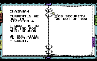 Kenny Dalglish Soccer Manager (Commodore 64) screenshot: Chairman