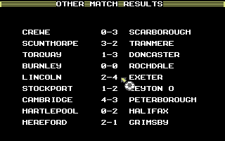 Kenny Dalglish Soccer Manager (Commodore 64) screenshot: Round results