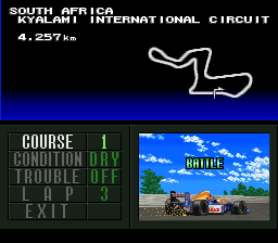 F1 Pole Position (SNES) screenshot: Select a course