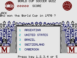 World Cup Soccer (ZX Spectrum) screenshot: Answer?