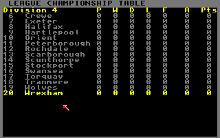 Kenny Dalglish Soccer Manager (Amiga) screenshot: League table