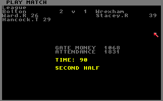 Kenny Dalglish Soccer Manager (Amiga) screenshot: Full time stats