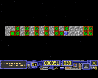 Color Buster (Amiga) screenshot: Level 06 - there is only one box to eliminate