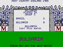 World Cup Soccer (ZX Spectrum) screenshot: Lets see how Bulgaria did