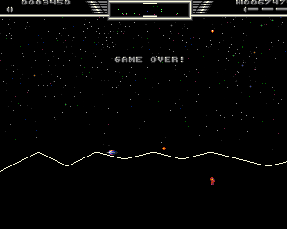 Star Defender (Amiga) screenshot: Game over