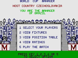 World Cup Soccer (ZX Spectrum) screenshot: Options