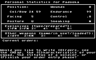 Computer Ambush (Atari 8-bit) screenshot: Personal stats