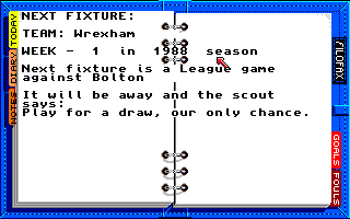 Kenny Dalglish Soccer Manager (Amiga) screenshot: Next fixture