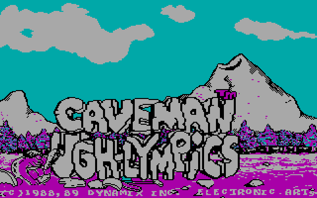 Caveman Ugh-Lympics (DOS) screenshot: title screen - CGA
