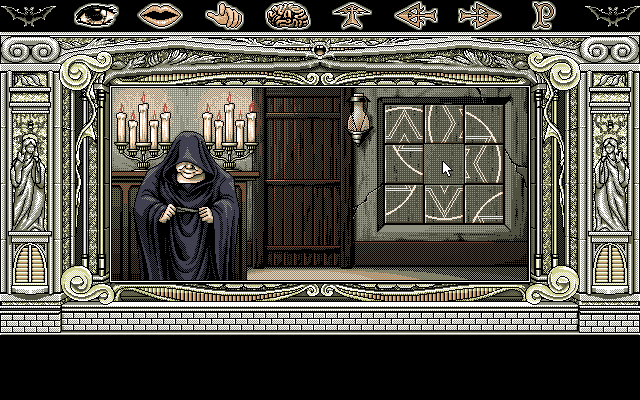 Dracula Hakushaku (FM Towns) screenshot: Dracula ain't got no time for sliding tile puzzles