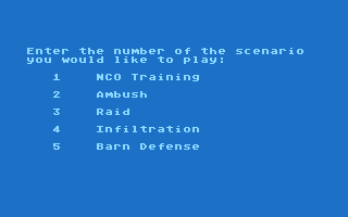 Computer Ambush (Atari 8-bit) screenshot: Scenario selection